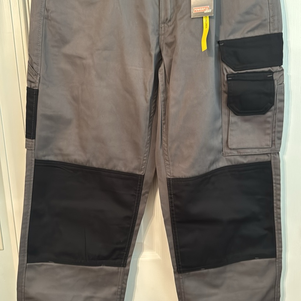 NWT Powerfix Men's Size 32 Gray Work Cargo Pants with Black Reinforced Panels - Picture 4 of 11